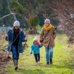 Mother and daughter buying fruit trees